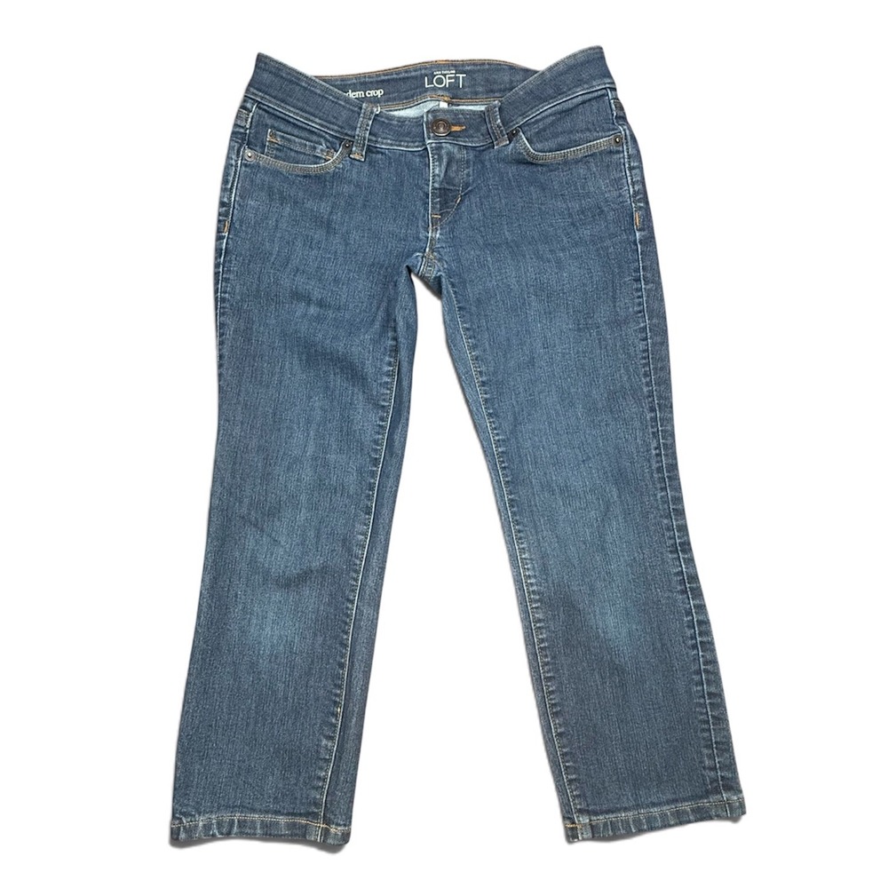 Ann Taylor LOFT Modern Crop Jeans Womens 25/0P Blue Denim Petite Stretch